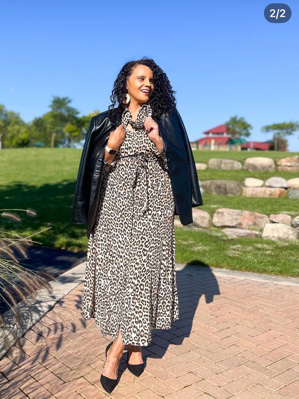 Chico's Black and Beige Leopard-Print Maxi Dress Missing